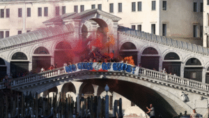 No space for Bezos’: Hundreds protest against billionaire’s wedding on final day of Venice celebrations